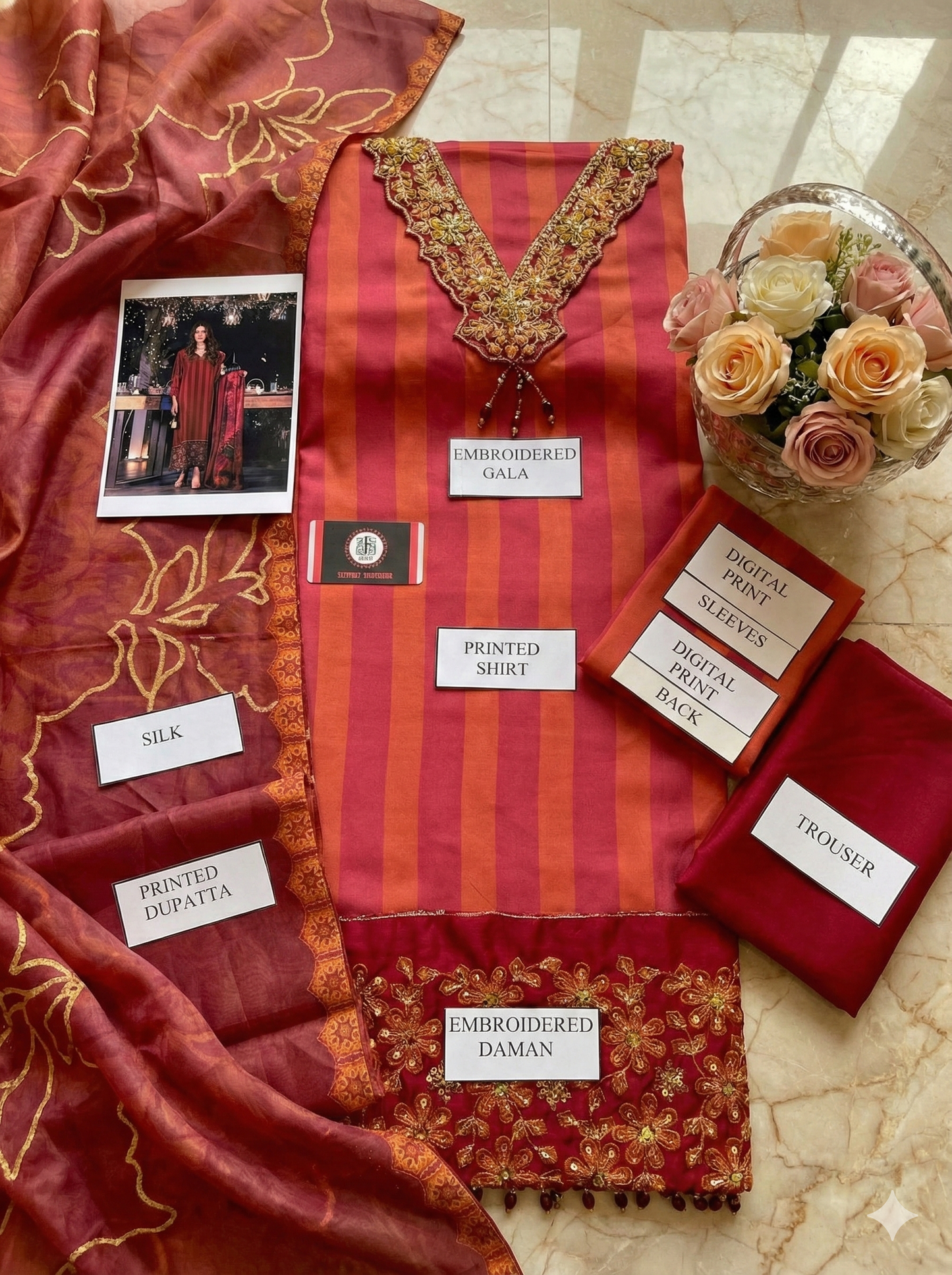 LULUSAR |IMPERIAL RUBY SHAMOOS SILK |3Pec unstiched