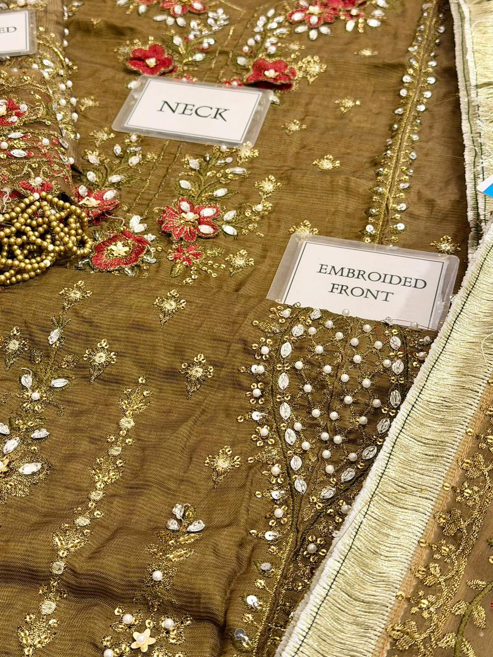MARIAB SILK WEDDING WITH ORGENZA DUPATTA |3PIECE UNSTICHED