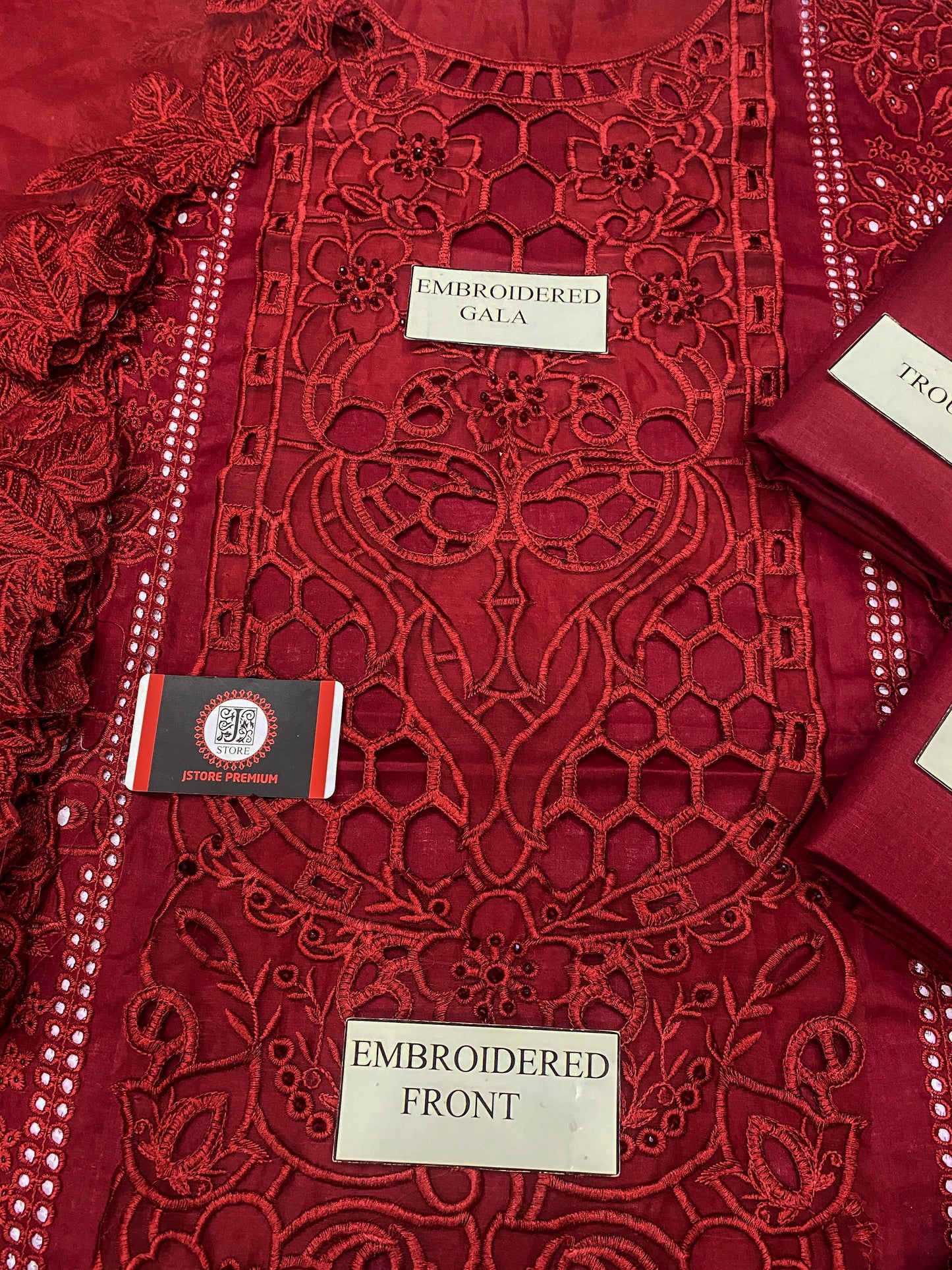 BIN ILYAS| RUBY ROYAL CHIKENKARI WITH ORGENZA EMBROIDED DUPATTA |3PEC UNsTICHED