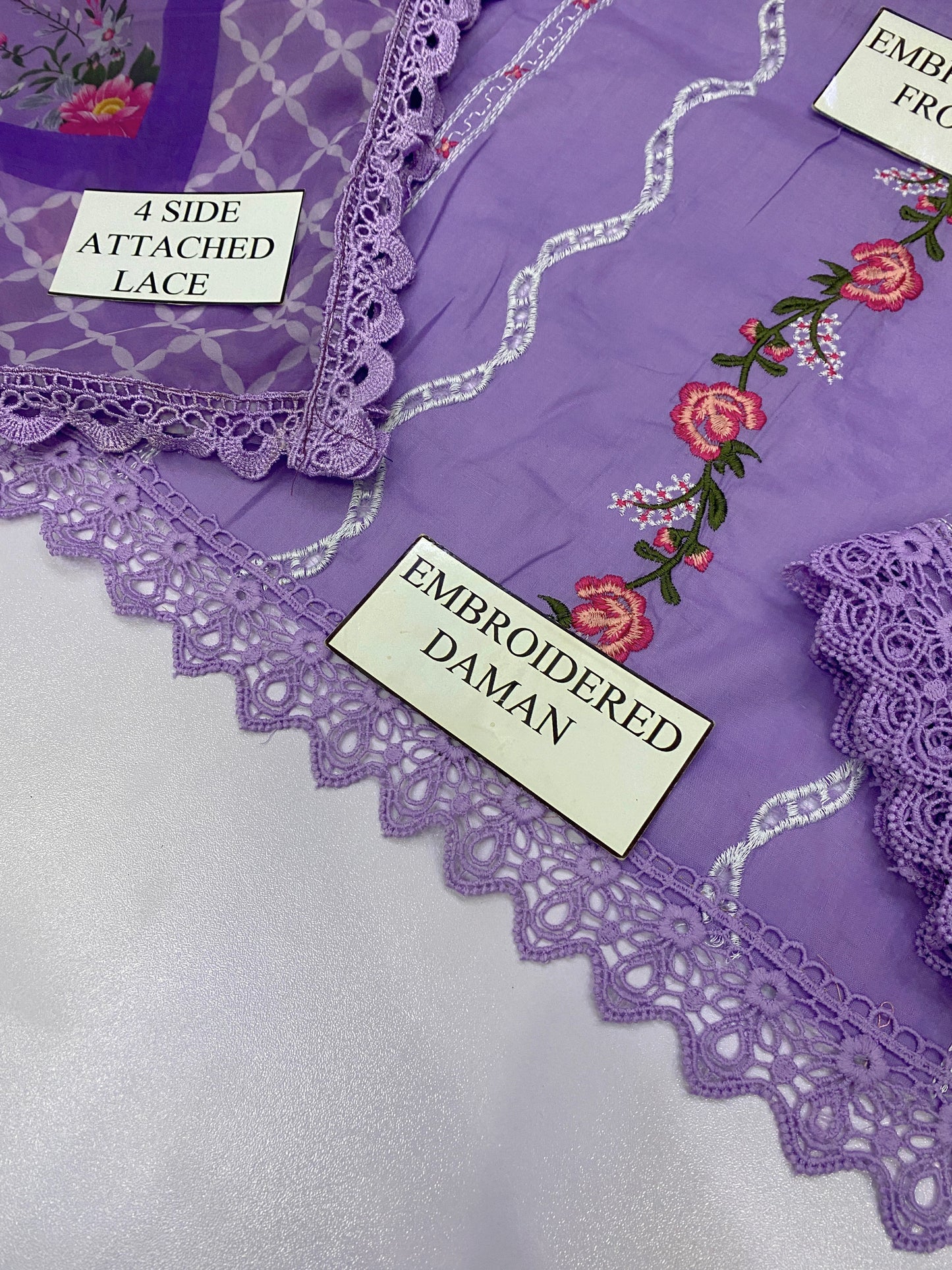 ANEELA CHIKENKARI NOOR | CHIKENKARI SILK DUPATTA |3PC UNSTICHED