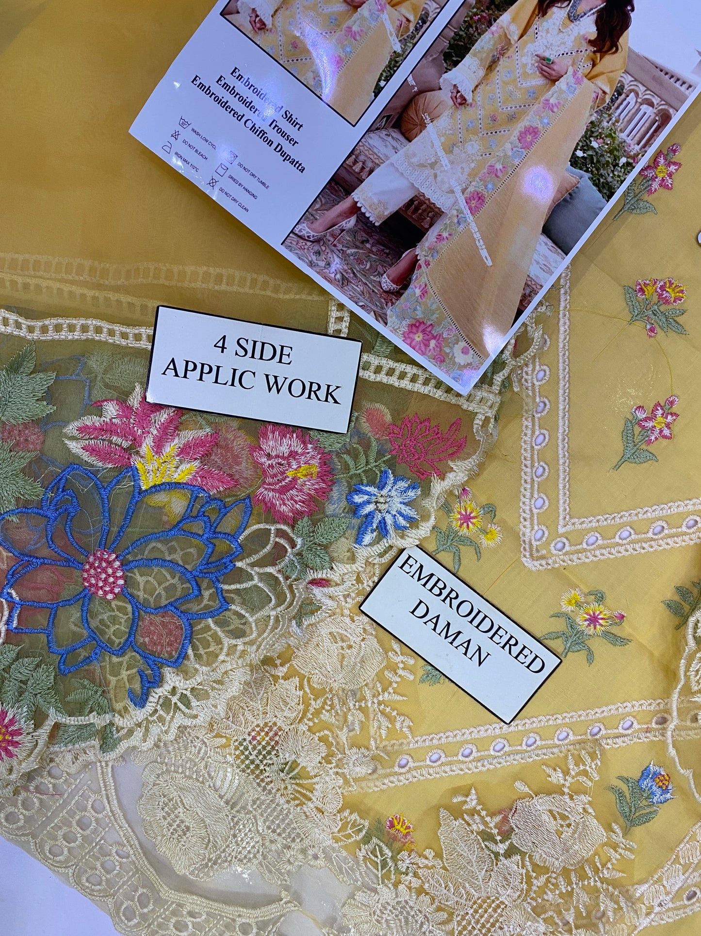 CRIMSON LUXURY CHIKENKARI (MSK) ORGENZA DUPATTA |3PC UNSTICHED