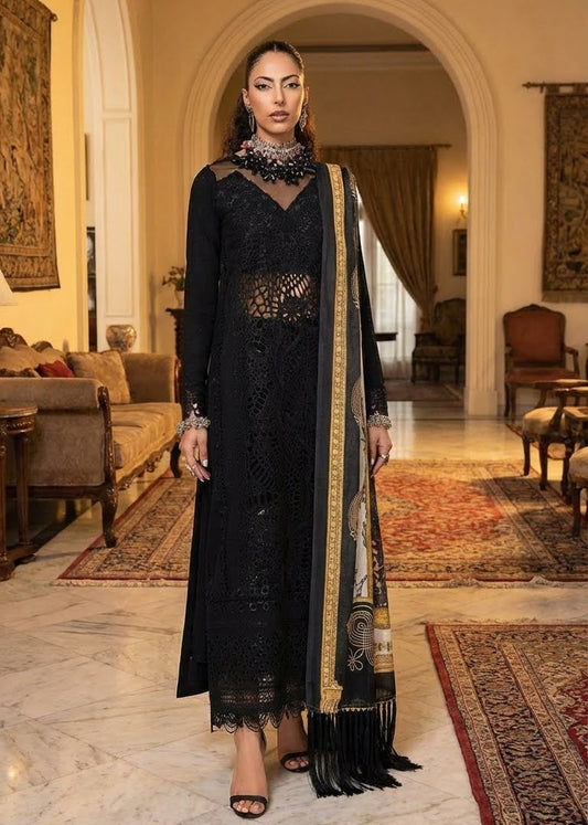 BIN ILYAS | BLACK LUXURY CHIKENKARI | Unstiched 3 piece
