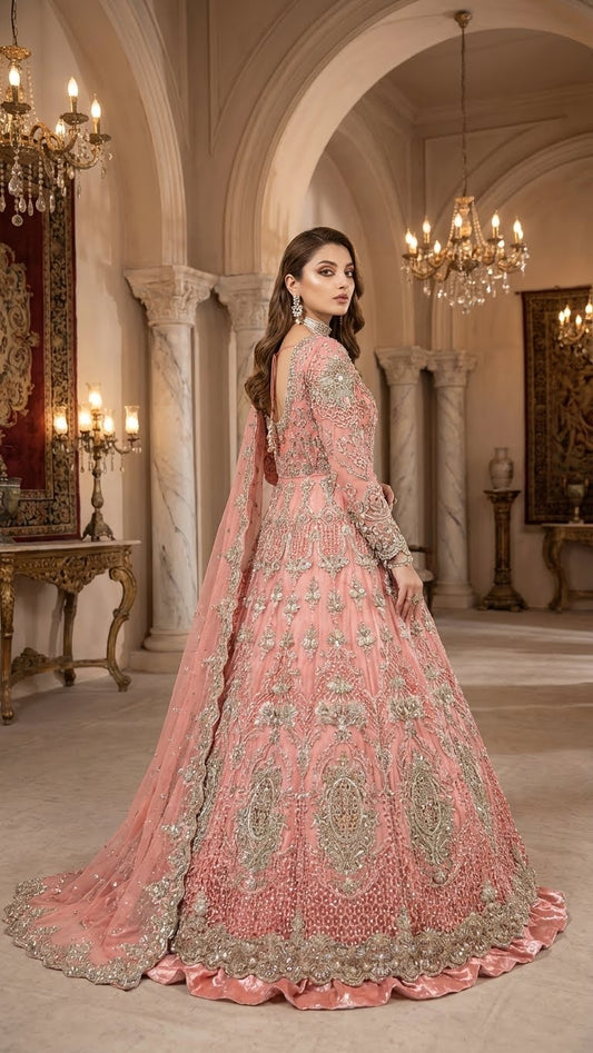 MARIAB |WEDDING MAXI DRESS WITH EMBROIDED DUPATTA