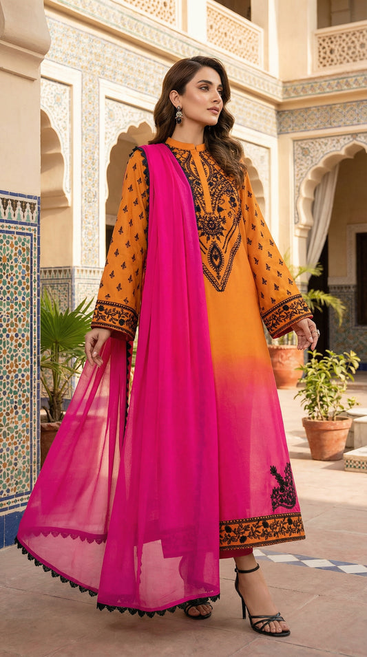 Luxury Silk Dress | 3pec Unstiched