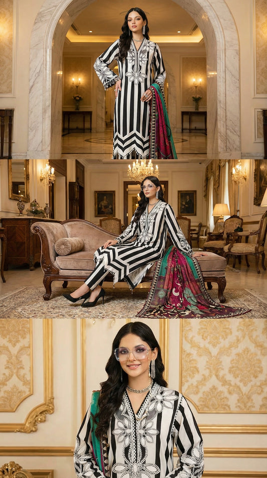 Maria B | Black N White | 3pec Unstiched