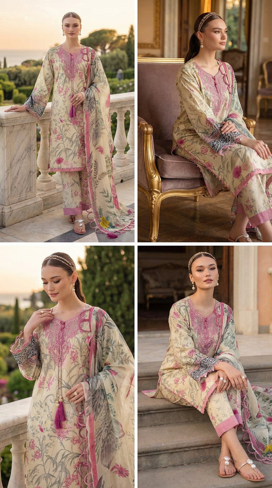JADE SUMMER LAWN WITH CHIFFON DUPATTA |3 PIECE UNSTICHED