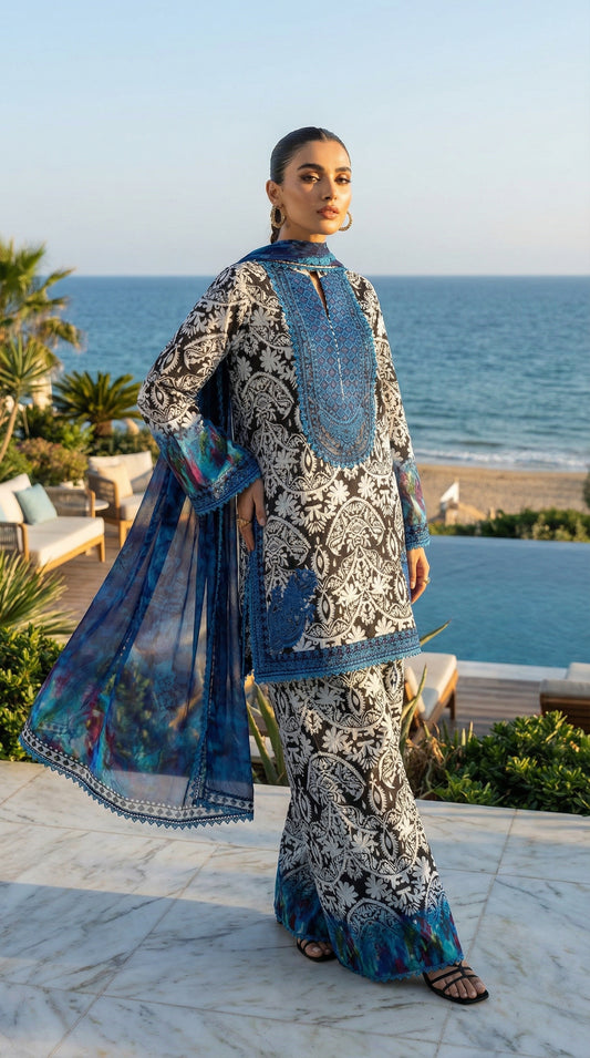 ZAINAB CHOTTANI BELLA WITH CHIFFON DUPATTA |3PIECE UNSTICHED