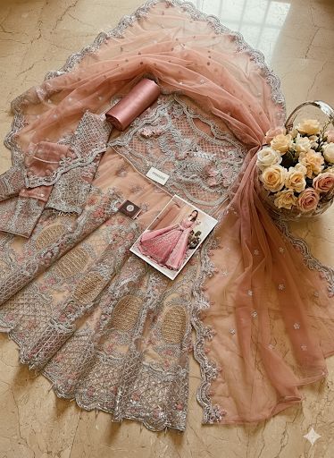 MARIAB |WEDDING MAXI DRESS WITH EMBROIDED DUPATTA