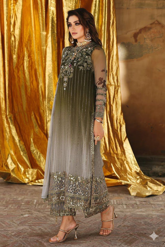 CHARIZMA TIE N DYE EMROIDED DRESS 3PEC UNSTICHED