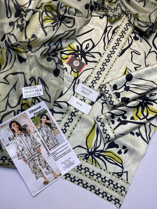 Luxury Silk Dress | 3pec Unstiched