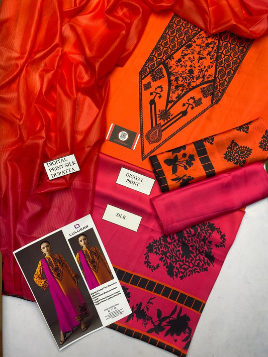 Luxury Silk Dress | 3pec Unstiched