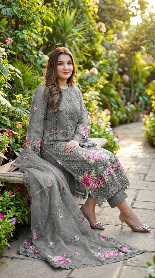 Aneela Premium Embroidered ChikanKari Dress