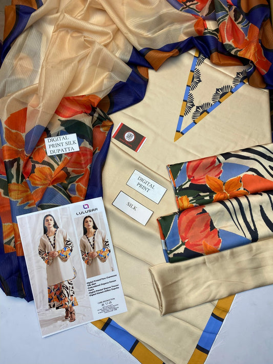 Luxury Silk Dress | 3pec Unstiched