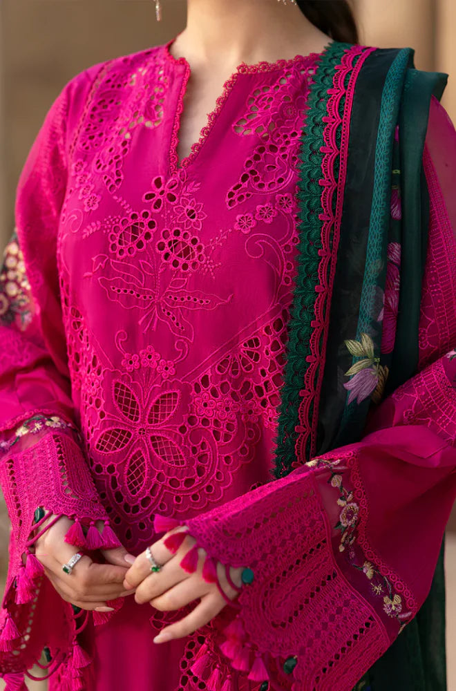 Saira Rizwan | Luxury Chikenkari Lawn Printed Silk Dupatta  | 3piece Unstiched