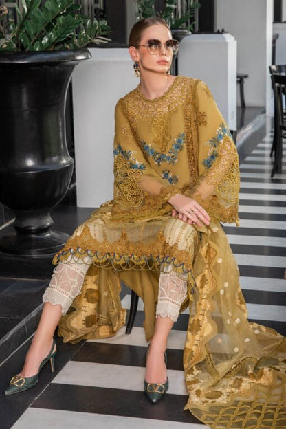 Mariab Embroidered Lawn 3 Piece Unstitched Suit