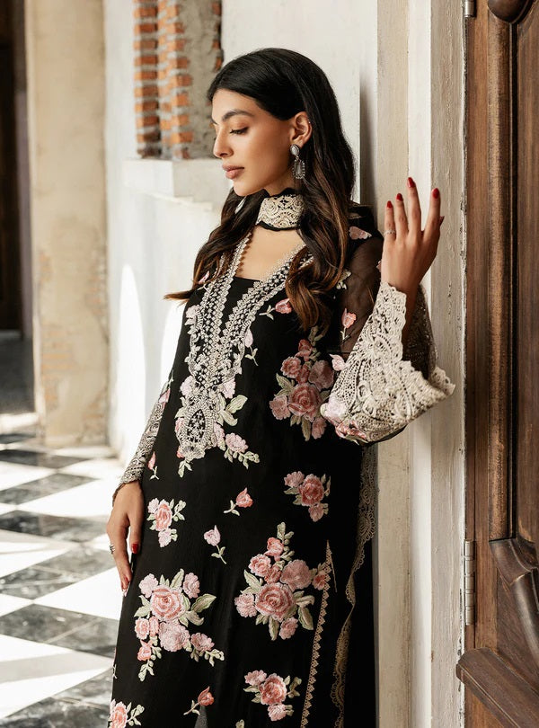 ZAINAB CHOTTANI | BLACK WALTZ ROSE |3PEC UNSTICHED