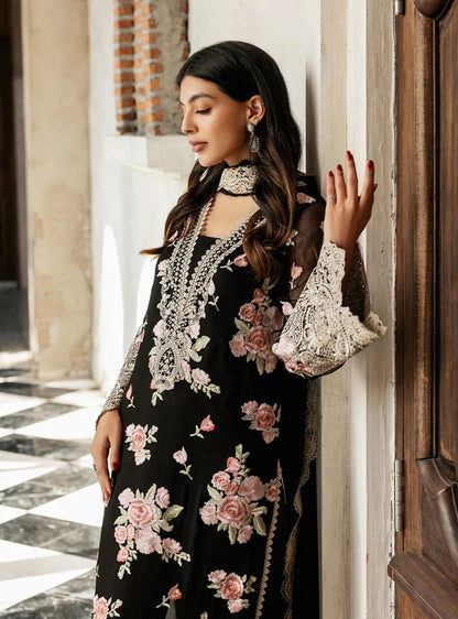 ZAINAB CHOTTANI | BLACK WALTZ ROSE |3PEC UNSTICHED