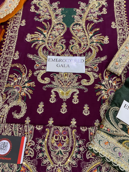 CARIZMA EMBROIDERED CHIFFON DRESS WITH NAT DUPATTA  | 3-PIECE UNSTICHED