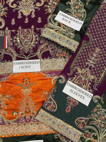 CARIZMA EMBROIDERED CHIFFON DRESS WITH NAT DUPATTA  | 3-PIECE UNSTICHED