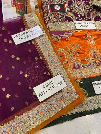 CARIZMA EMBROIDERED CHIFFON DRESS WITH NAT DUPATTA  | 3-PIECE UNSTICHED