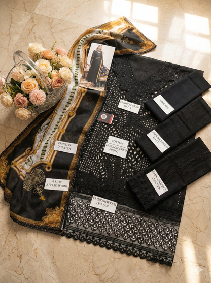 BIN ILYAS | BLACK LUXURY CHIKENKARI | Unstiched