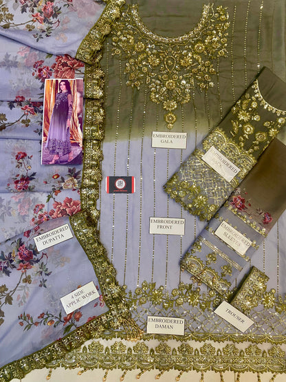 CHARIZMA|TIE N DYE EMROIDED DRESS |3Pec Unstiched