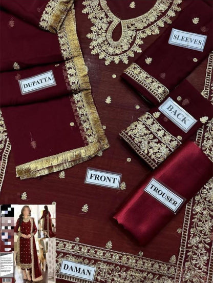 ASIM JOFA EMBROIDED CHIFFON |3PEC UNsTICHED