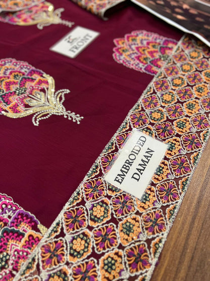 MEERAL CHIFFON WEDDING SUIT  WITH CHIFFON DUPATTA |3PIECE UNSTICHED