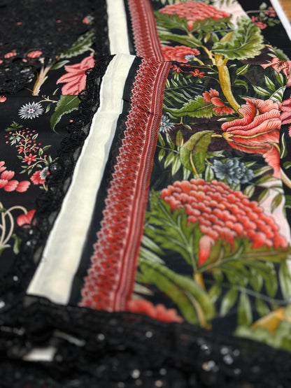 MARIAB B LAWN WITH CHIFFON  DUPATTA |3PEC UNSTICHED