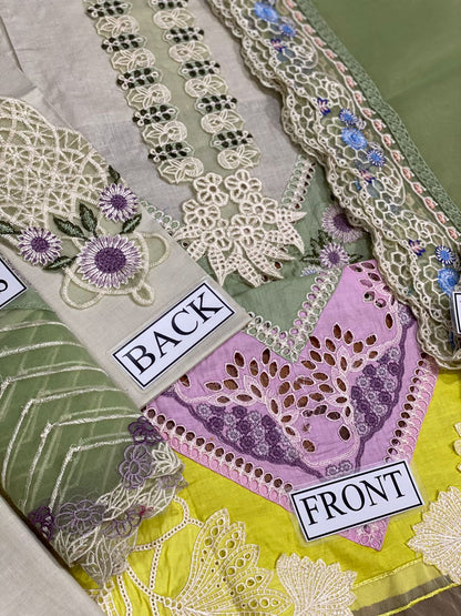 CRIMSON CHIKENKARI LAWN WITH BROIDERY DUPATTA  |3PEC UNSTICHED