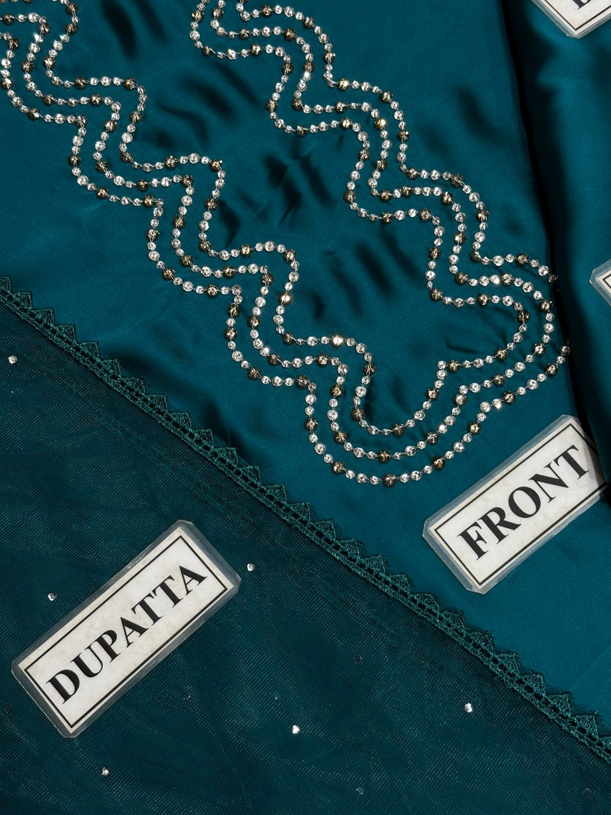 LULUSAR BLUE SILK WITH NET DUPATTA  |3PIECE UNSTICHED