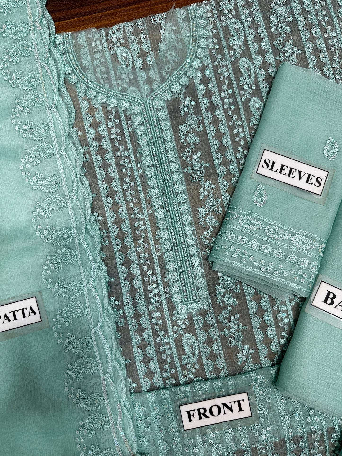 AZURE CHIFFON WITH CHIFFON EMBROIDERD DUPATTA  |3PIECE UNSTICHED