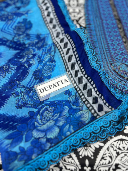 ZAINAB CHOTTANI BELLA WITH CHIFFON DUPATTA  |3PIECE UNSTICHED