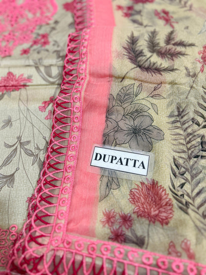 JADE SUMMER LAWN  WITH CHIFFON DUPATTA  |3 PIECE UNSTICHED