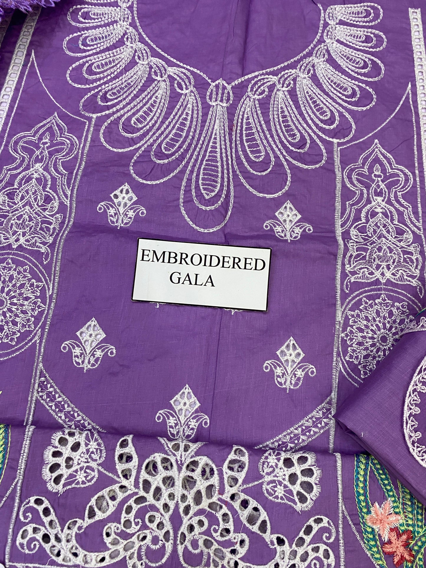 BIN ILYAS| PURPLE CHIKENKARI WITH ORGENZA  DUPATTA  |3PC UNSTICHED