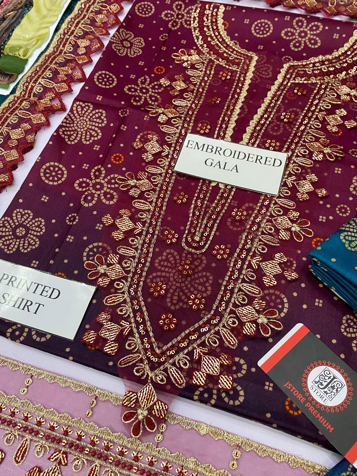 NOOR E TEHZEEB | CHUNRI LAWN  WITH CHIFFON DUPATTA  |3PC UNSTICHED