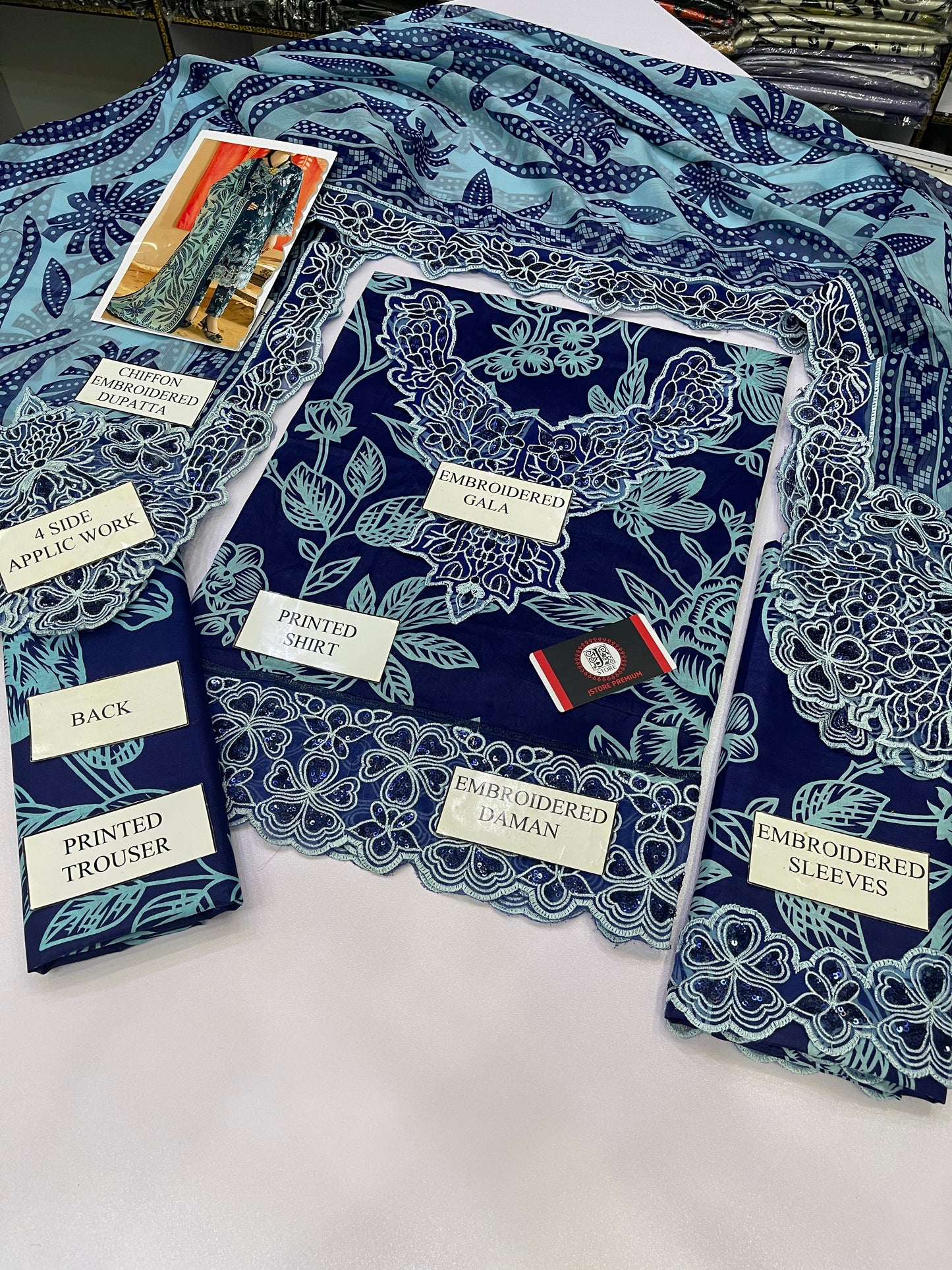 NUREH E BAHAR |LAWN  EMBROIDED CHIFFON DUPATTA  |3PC UNSTICHED