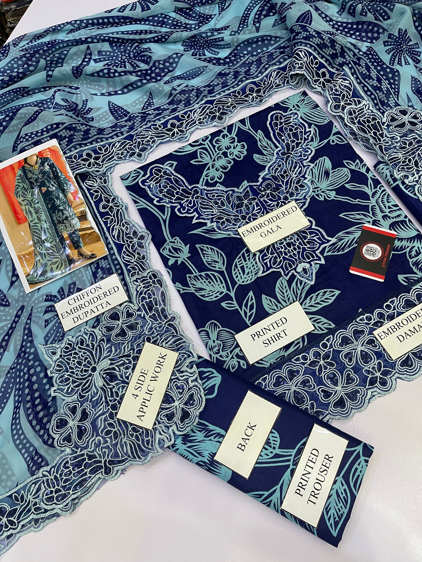 NUREH E BAHAR |LAWN  EMBROIDED CHIFFON DUPATTA  |3PC UNSTICHED