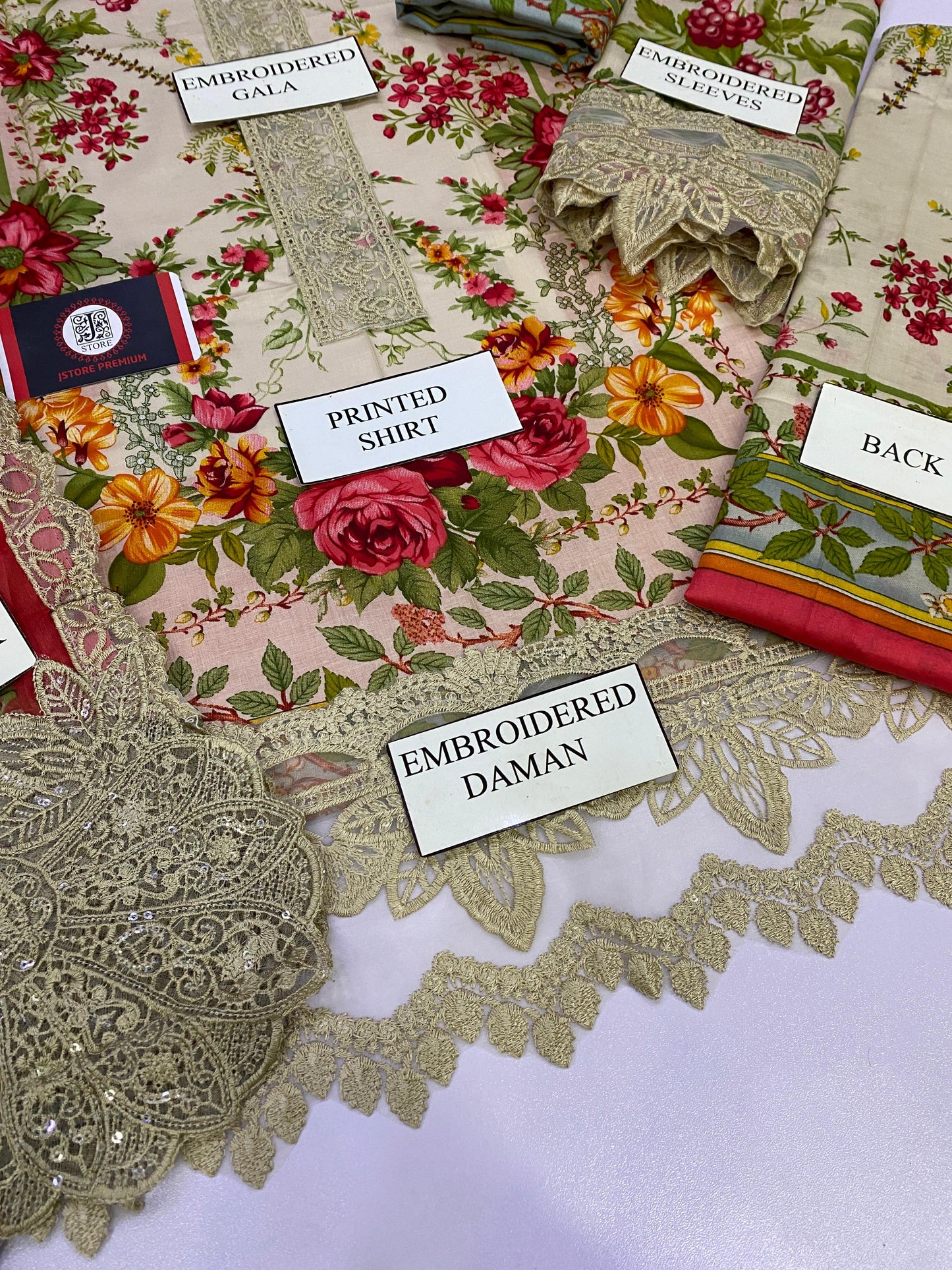 MARIAB GULROSE B |PRINTED LAWN WITH CHIFFON  DUPATTA  |3PC UNSTICHED
