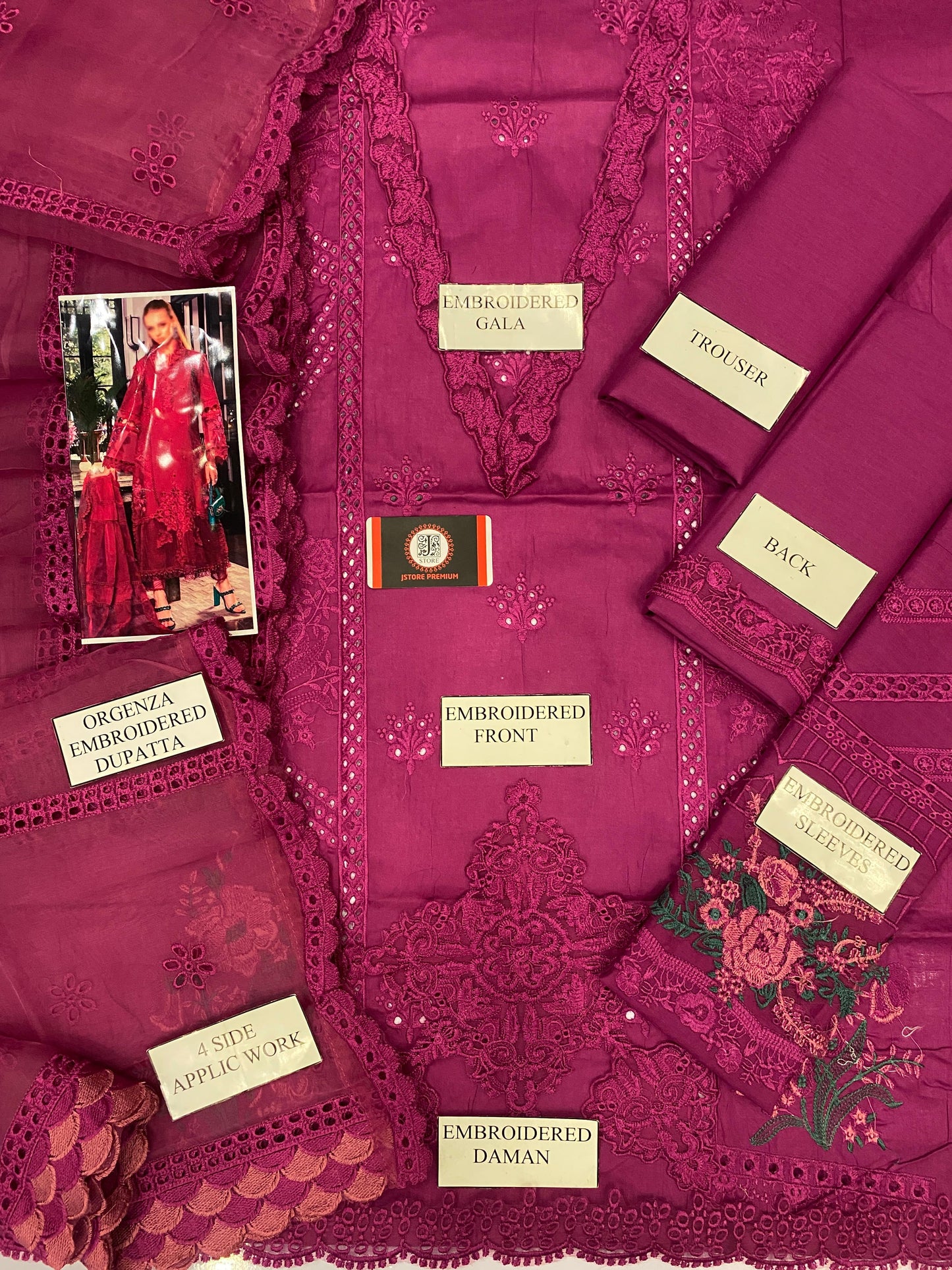 MARIAB FESTIVE MEHAL |CHIKENKARI LAWN | 3PC UNSTICHED