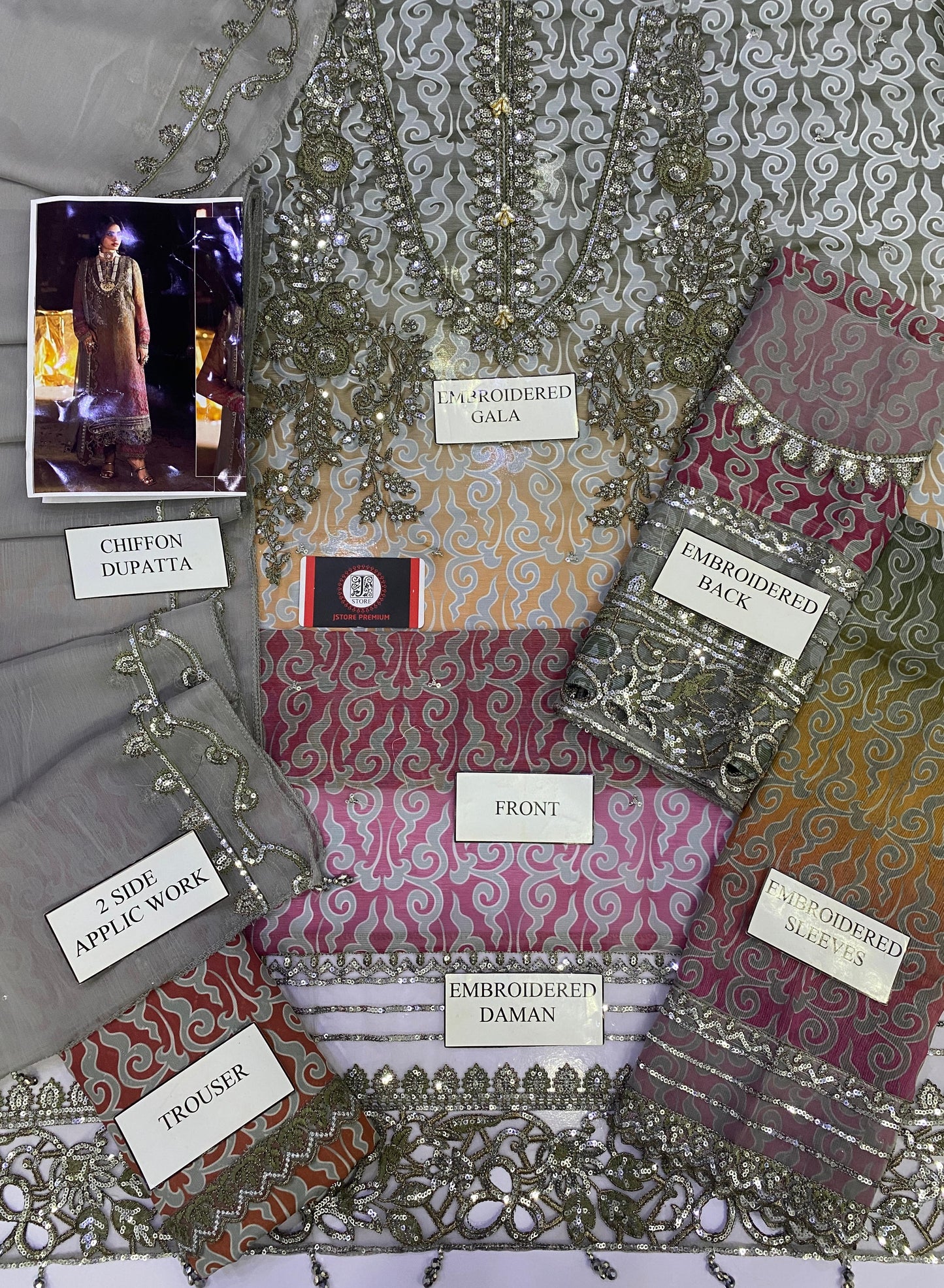 CHARIZMA ZARANGI FESTIVE |TIE N DYE DIGITAL CHIFFON|3PC UNSTICHED