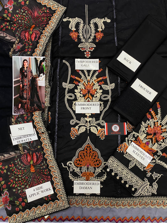 MB BLACK SHEHNAAI CHIKENKARI |3PC UNSTICHED