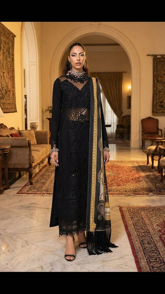 BIN ILYAS | BLACK LUXURY CHIKENKARI | Unstiched