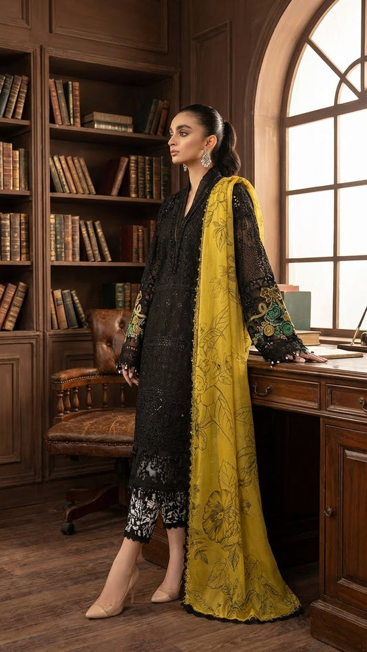 MARIAB | BLACK NOIR AFREEN |3Pec Unstiched