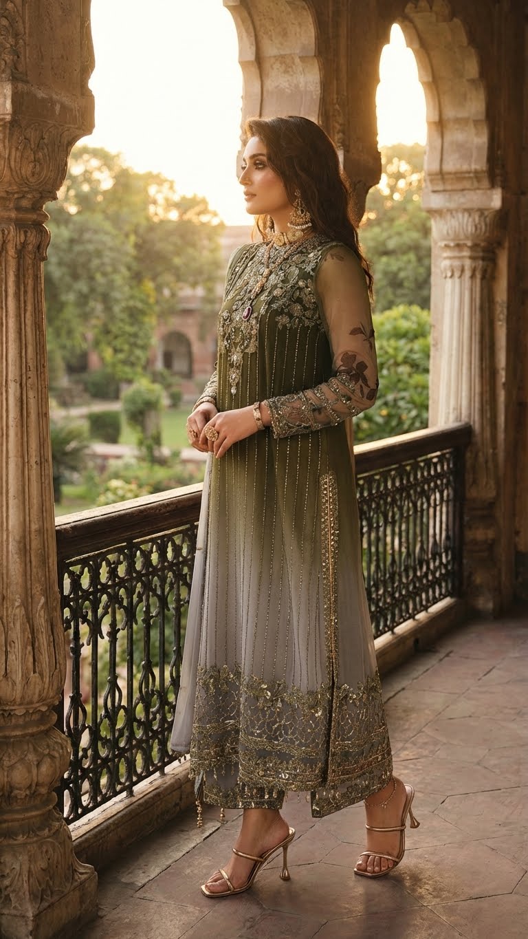 CHARIZMA|TIE N DYE EMROIDED DRESS |3Pec Unstiched