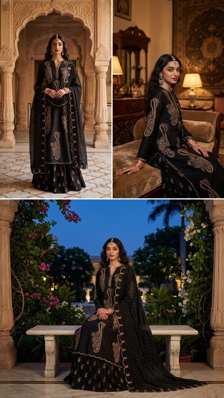 ZARA SHAH JAHAN | IVORY BLOSSOM BLACK |3Pec unstiched