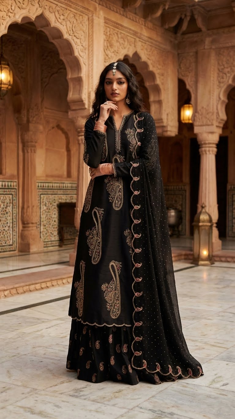 ZARA SHAH JAHAN | IVORY BLOSSOM BLACK |3Pec unstiched