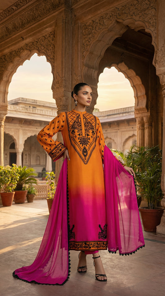 Luxury Silk Dress | 3pec Unstiched