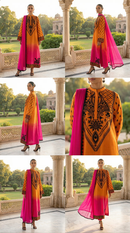 Luxury Silk Dress | 3pec Unstiched
