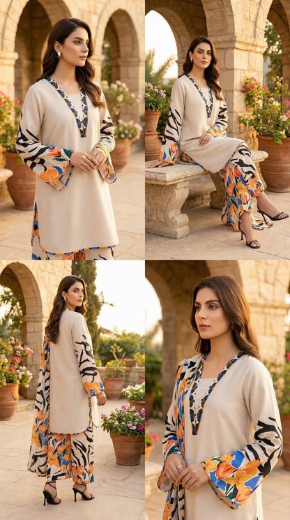 Luxury Silk Dress | 3pec Unstiched